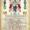 Hughes Surname History (Origin & Meaning) with Coat of Arms (Family Crest) Instant Download (Ancient Parchment)