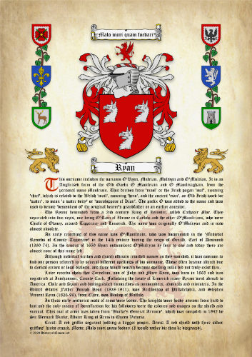 Ryan Surname History Origin Meaning With Coat Of Arms Download