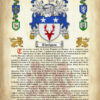 Thompson History (Origin & Meaning) with Coat of Arms (Family Crest) Instant Download (Ancient Parchment)