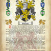 Williams History (Origin & Meaning) with Coat of Arms (Family Crest) Instant Download (Ancient Parchment)