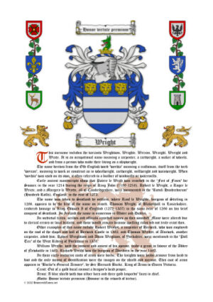 Wright Surname History (Origin & Meaning) with Coat of Arms Download